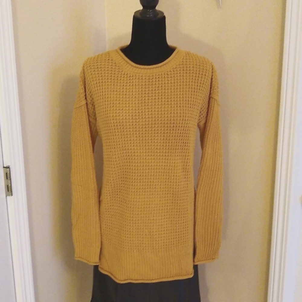 PINK ROSE Waffle Knit Tunic Sweater Hi Lo Style Size L